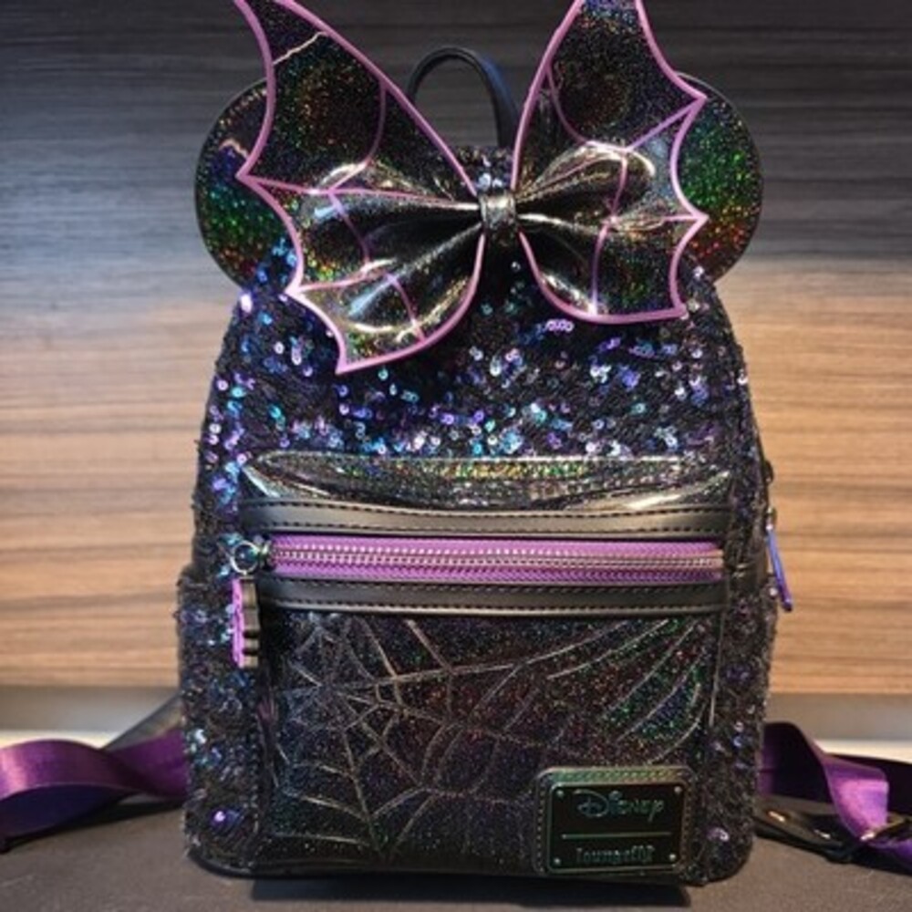 Disney Loungefly 2024 Minnie Spiderweb Sequin Mini Backpack Exclusive